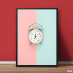 Pink Blue Pastel Alarm Clock | Fashion Poster Wall Art - Prime Décor