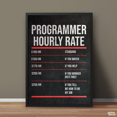 Programmer Hourly Rate Chalk Design | Funny Poster Wall Art On Sale - Prime Décor