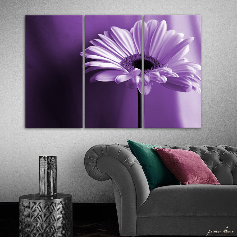 Purple Daisy (3 Panel) Floral Wall Art - Prime Décor
