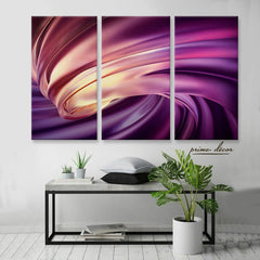 Purple Fractal Art (3 Panel) Abstract Wall Art - Prime Décor