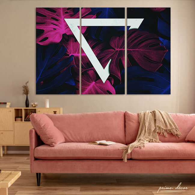 Purple Tropical Triangle (3 Panel) Wall Art - Prime Décor