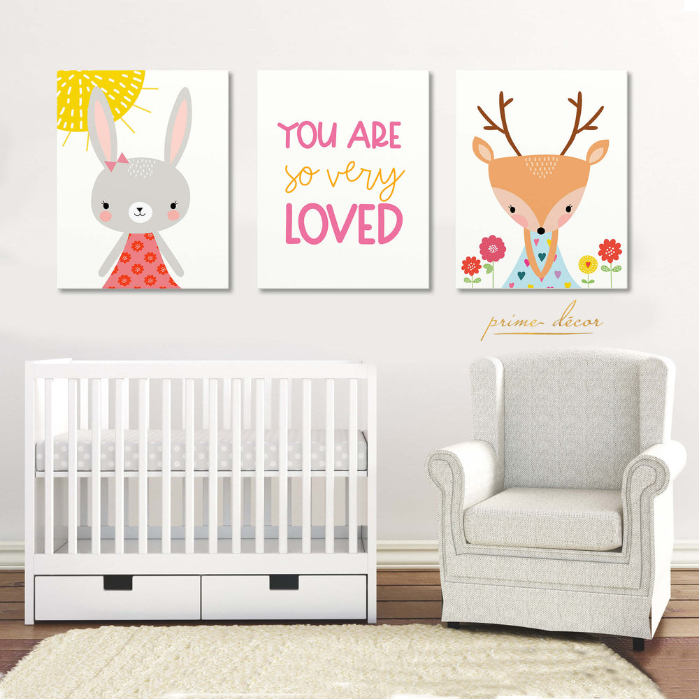 Rabbit & Deer (Set of 3) Nursery Poster Art - Prime Décor