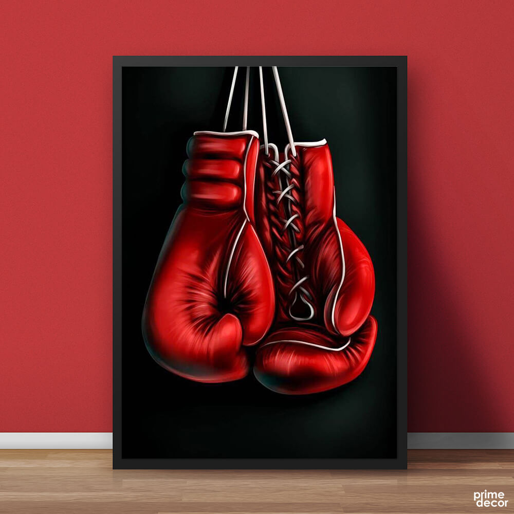 Red Boxing Gloves Sports Poster Wall Art - Main Image