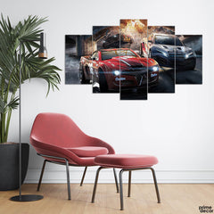 Red & Silver Racing Cars (5 Panel) Cars Wall Art - Prime Décor
