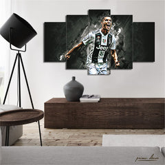 Ronaldo Scream Fifa Black Texture (5 Panel) Football Sports Wall Art - Prime Décor