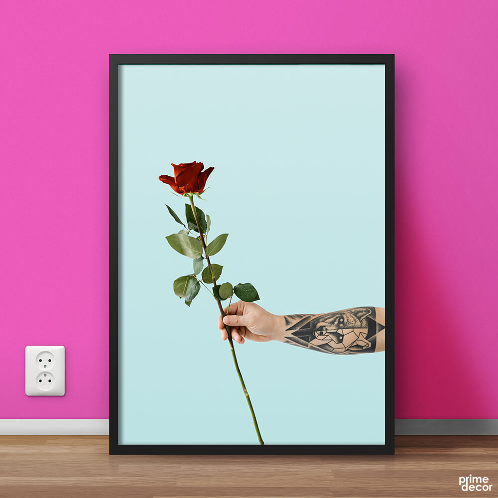 Rose in Hand Pastel Background | Floral Poster Wall Art - Prime Décor