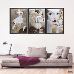 Sculptor Looking Pretty Woman (3 Panel) Fashion Wall Art - Prime Décor
