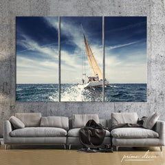 Sea Boat (3 Panel) Abstract Wall Art - Prime Décor