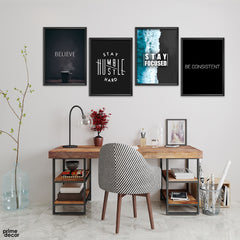 Motivation Messages (4 Panel) Office Wall Art - Prime Décor