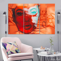 Shoreditch Face Art (3 Panel) Graffiti Wall Art - Prime Décor