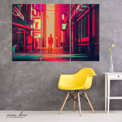 Silhouette City Street (3 Panel) Wall Art - Prime Décor