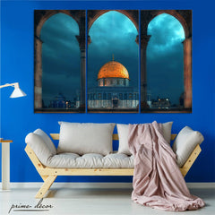 Masjid-al-Aqsa Night View (3 Panel) Islamic Wall Art - Prime Décor