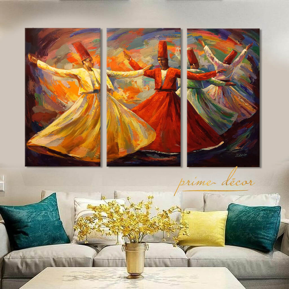 Spiritual Dancers #6 (3 Panel) Wall Art - Prime Décor