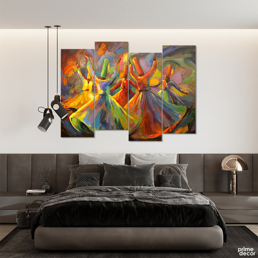 Spiritual Dancers #9 (4 Panel) Sufism Wall Art - Prime Décor