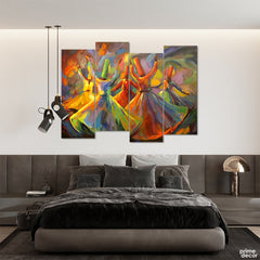 Spiritual Dancers #9 (4 Panel) Sufism Wall Art - Prime Décor
