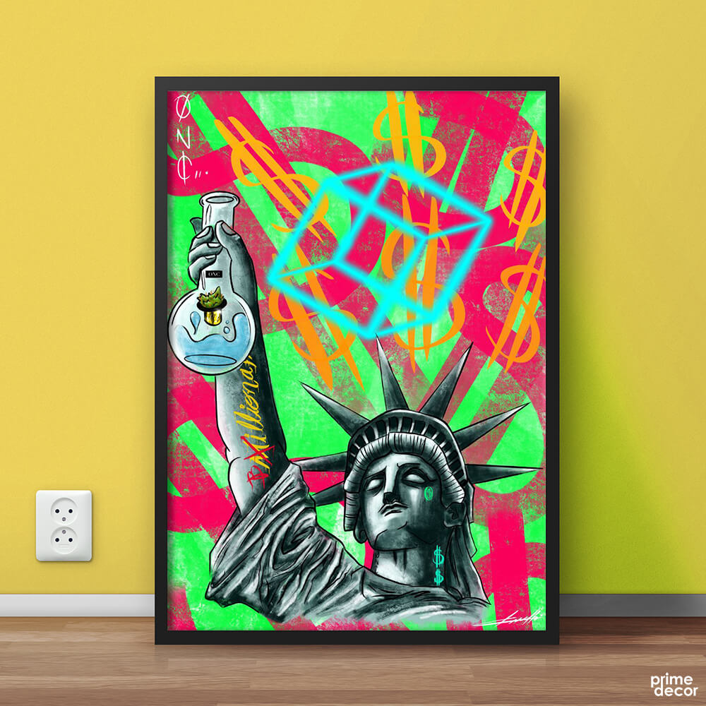 Statue Of Liberty Aesthetic Graffiti Rich | Poster Wall Art - Prime Décor