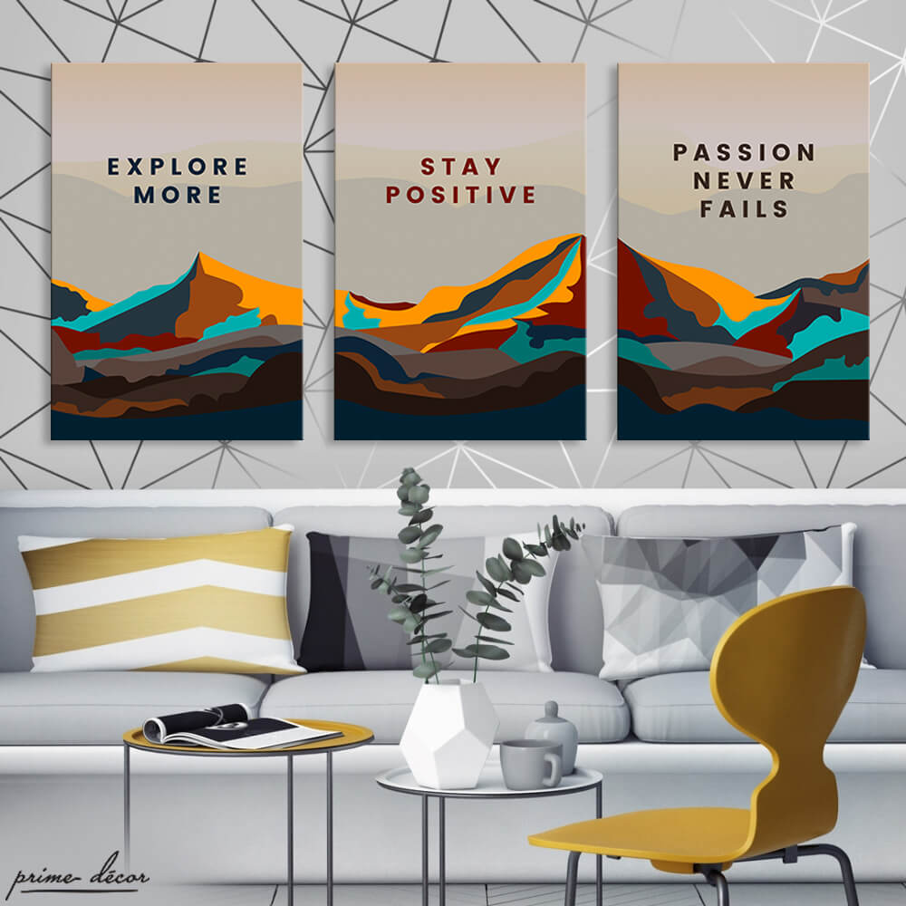 Stay positive (3 Panel) Nordic Wall Art - Prime Décor
