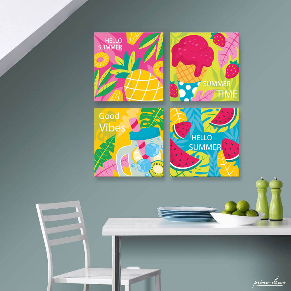Summer Vibes (4 Panel) Food Art - Prime Décor