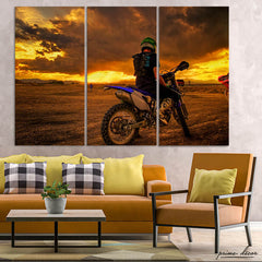 Sunset Ridge MX (3 Panel) Bike Wall Art - Prime Décor