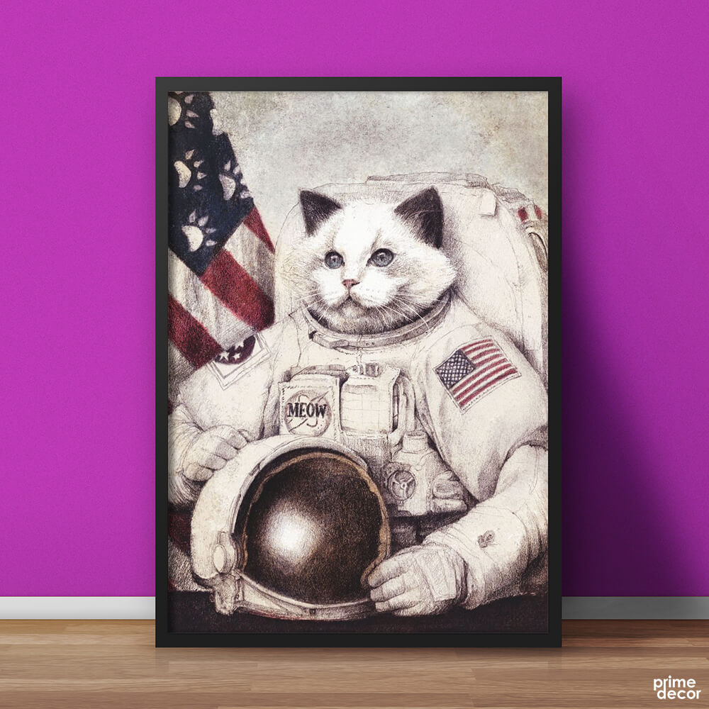The Astronaut Cat Meow | Funny Poster Wall Art - Prime Décor