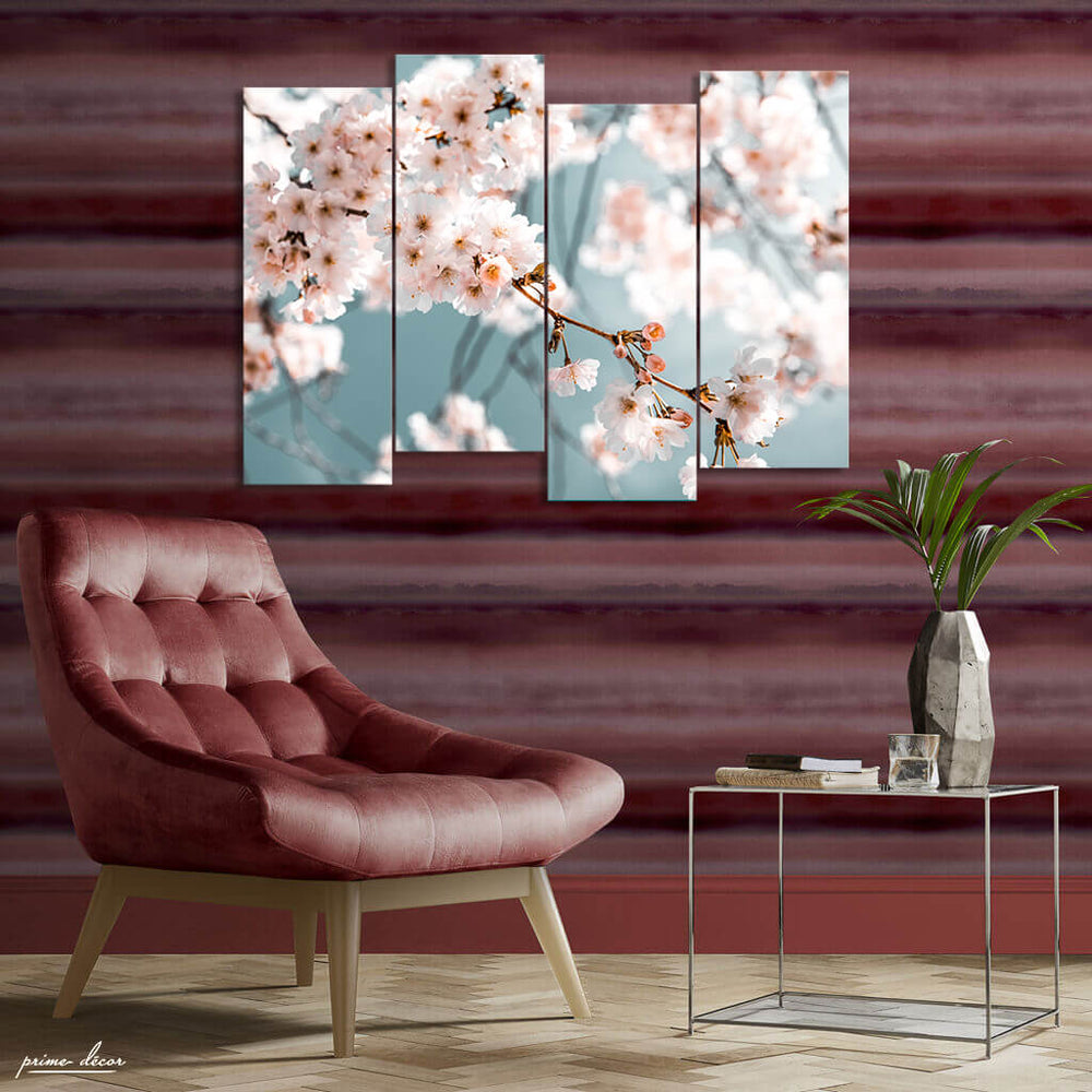 The Cherry Blossom (4 Panel) Floral Wall Art - Prime Décor