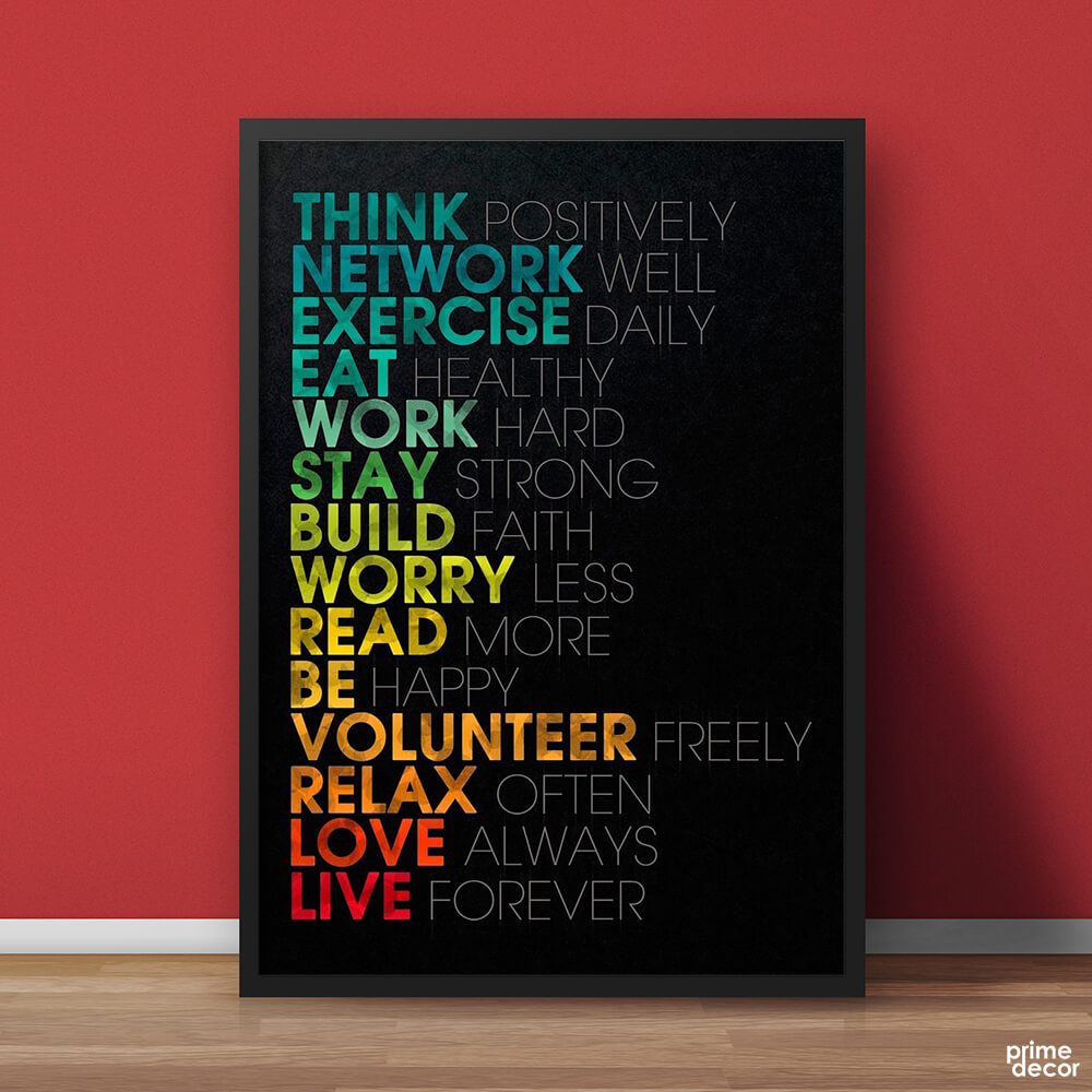 Think Positively Network Well | Motivational Poster Wall Art - Prime Décor