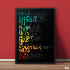 Think Positively Network Well | Motivational Poster Wall Art - Prime Décor