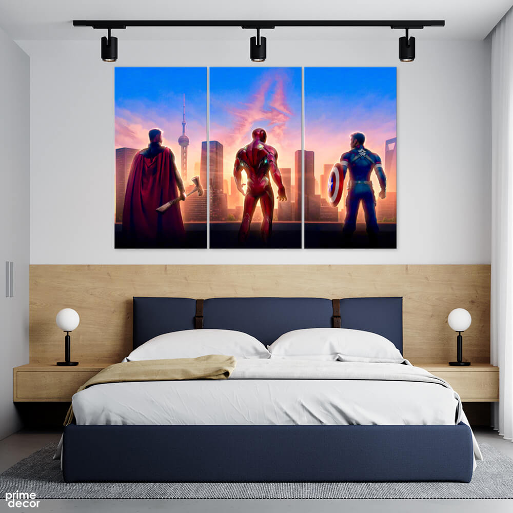Thor Ironman & Captain America Marvels (3 Panel) Comic Wall Art - Prime Décor