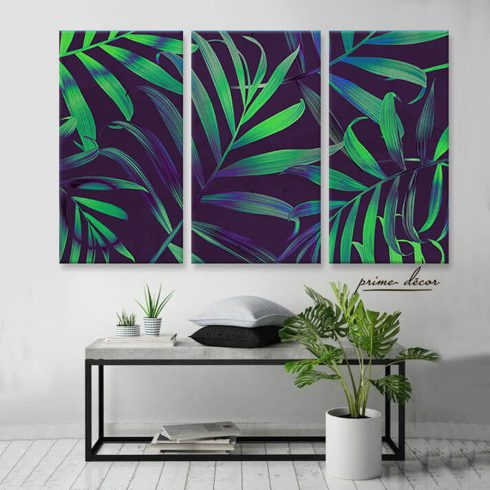 Tropical Leaves (3 Panel) Floral Wall Art - Prime Décor