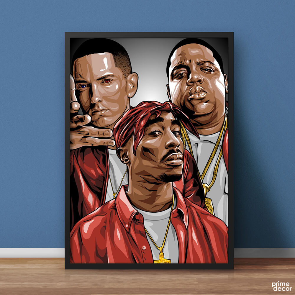 Tupac Biggie & Eminem Rap Artists | Musical Poster Wall Art - Prime Décor