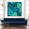 Turquoise Tropical Leaves (Single Panel) Square Wall Art
