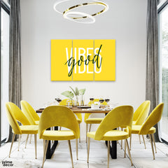 Good Vibes Yellow Background (3 Panel) Fashion Wall Art - Prime Décor