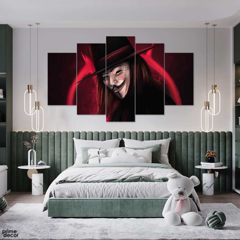 V for Vendetta (5 Panel) Movie Wall Art - Prime Décor