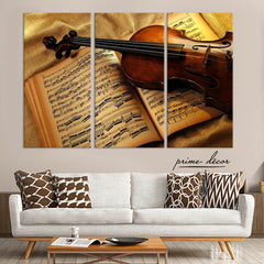 Vintage Violin (3 Panel) Musical Wall Art - Prime Décor