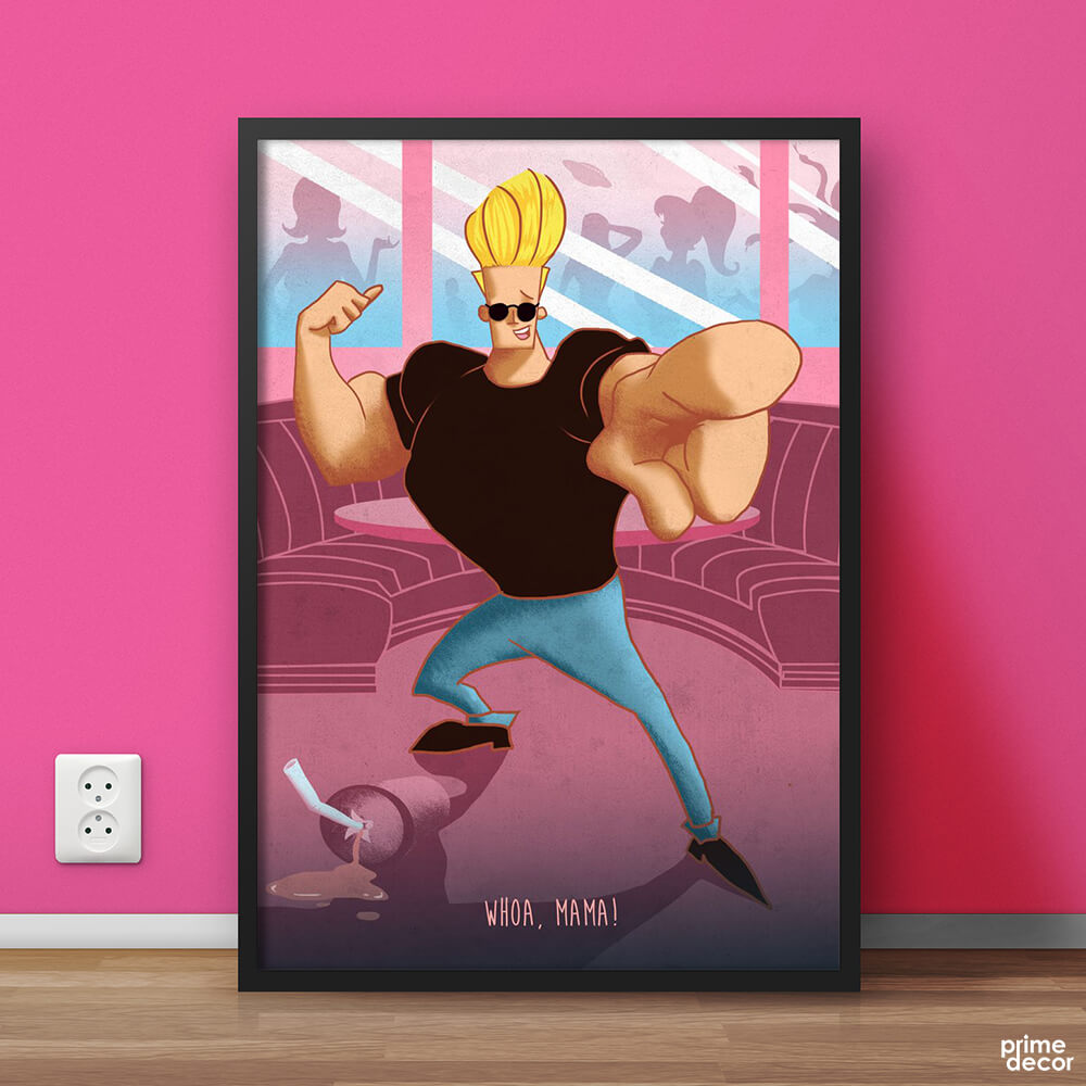 WHOA MAMA Johnny Bravo Funny Poster Wall Art