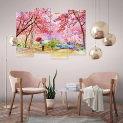 Wild Himalayan Roadside Cherry (4 Panel) Digital Painting Wall Art - Prime Décor