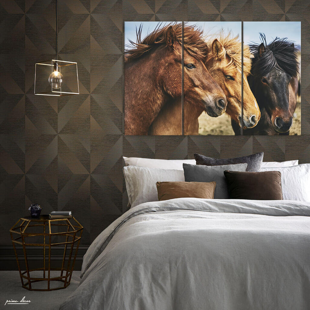 Wild Horses of Sable Island (3 Panel) Animal Wall Art - Prime Décor