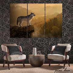 Wolf On The Rise (3 Panel) Wall Art - Prime Décor