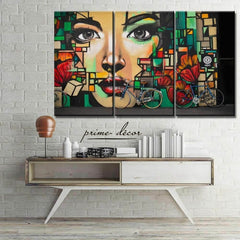 Woman Street Art (3 Panel) Graffiti Wall Art - Prime Décor