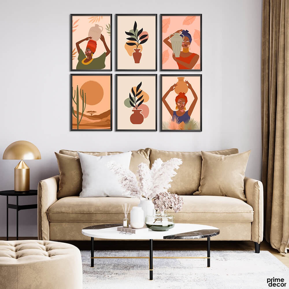Women Carrying a Vase (6 Panel) Digital Wall Art On Sale - Prime Décor