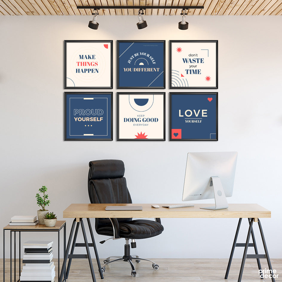 Flat Inspirational Quotes (6 Panel) Office Wall Art - Prime Décor