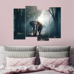 Elephant in Thailand Forest (4 Panel) | Animal Wall Art - Prime Décor