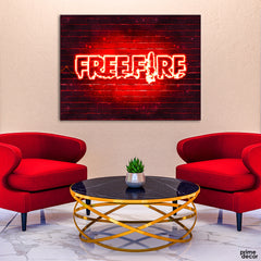 Freefire Neon Design (Single Panel) Game Wall Art - Prime Décor