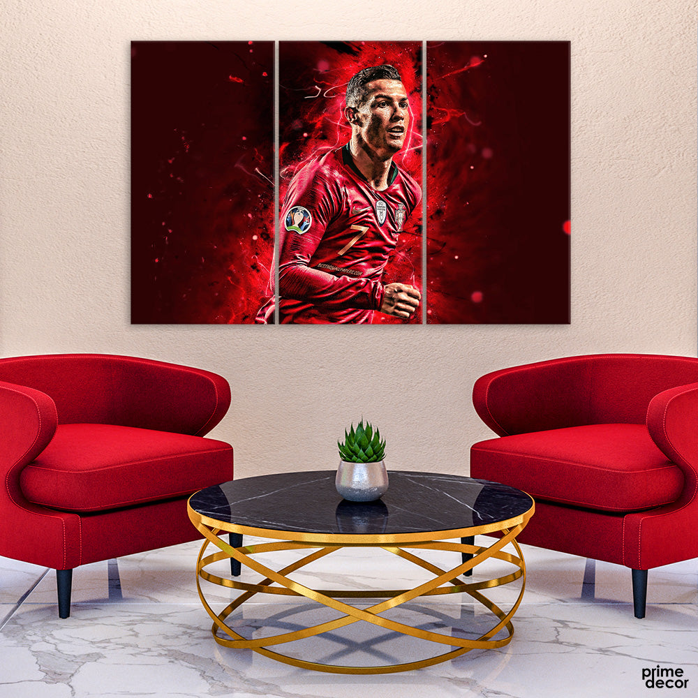 Cristiano Ronaldo Joy (3 Panel) Figure Wall Art - Prime Décor