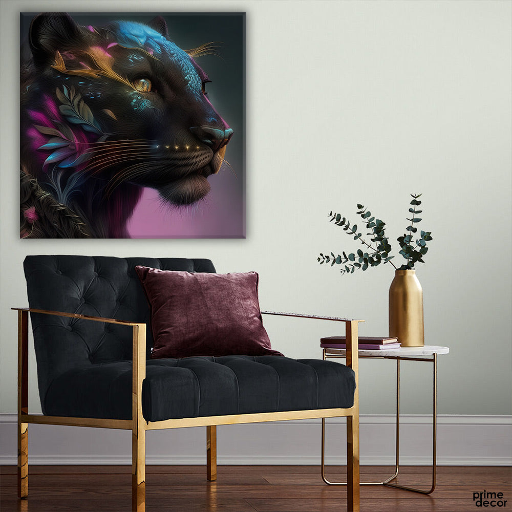 Portrait of Amazing Panthar (Single Panel) Square Wall Art - Prime Décor