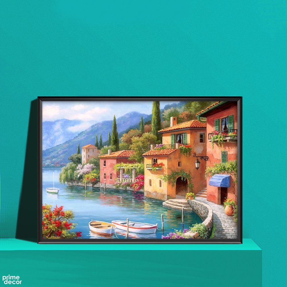 Colorful Village Lakes | Nature Poster Wall Art On Sale - Prime Décor