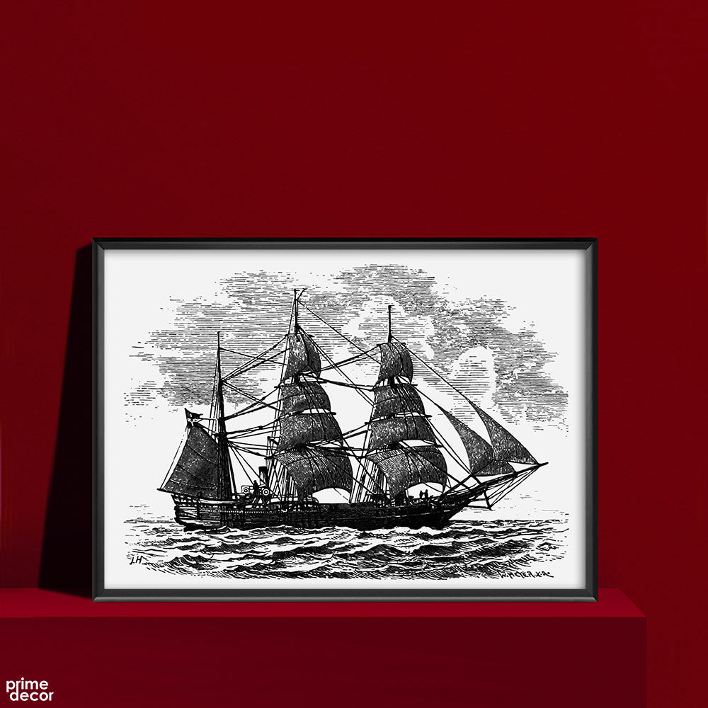 Vintage Ship Illustration | Poster Wall Art - Prime Décor
