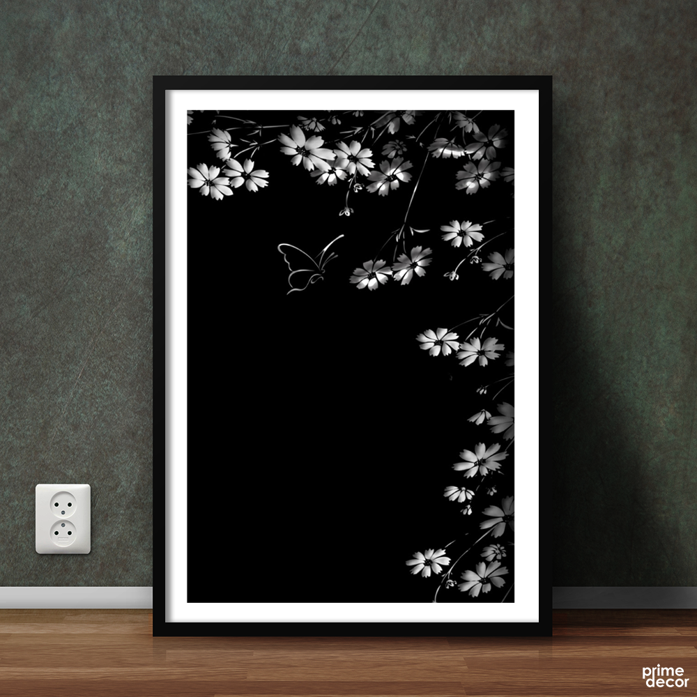 Flowers and Butterflies | Nature Poster Wall Art - Prime Décor