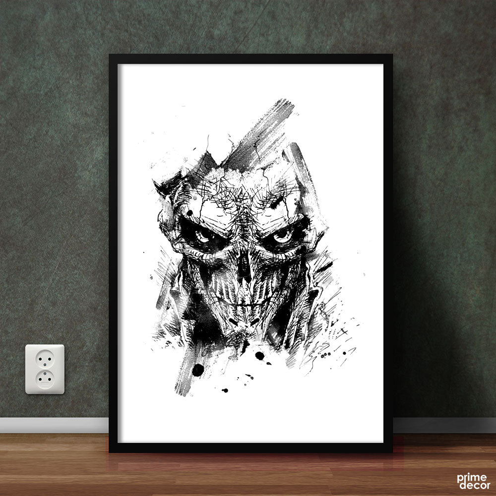 Skull Sketch Black & White | Poster Wall Art - Prime Décor