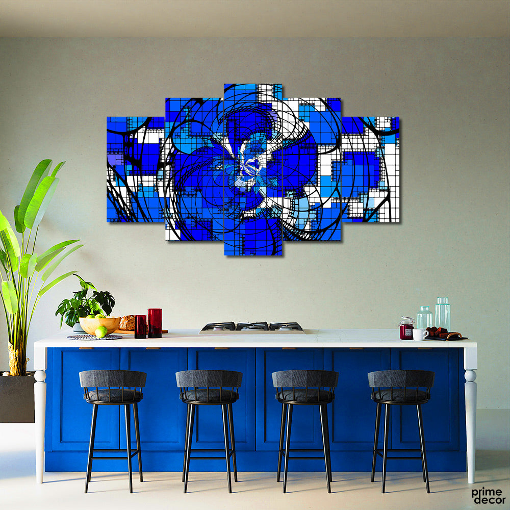 Blue Arrangements Abstract (5 Panel) | Modern Wall Art - Prime Décor